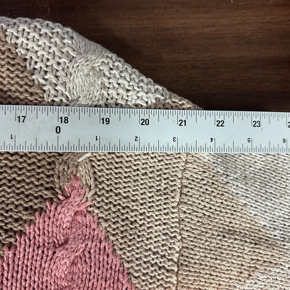 Fisherman Hand Knitted Sweater Vintage Large Pink Academia Argyle Cable Knit - Picture 8 of 9